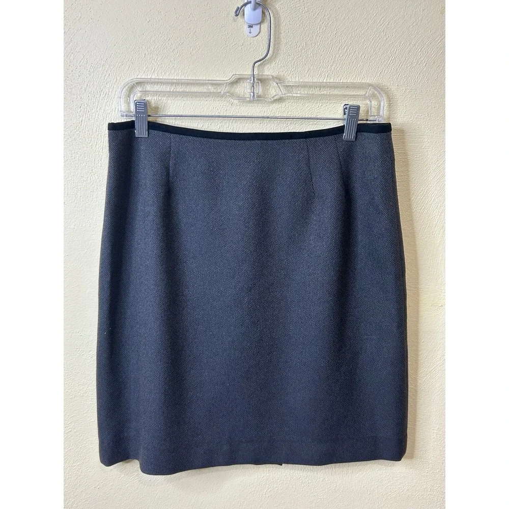 Le‎ Suit Petite Womens 10P Gray Textured Skirt Set Zip Front Blazer Professional